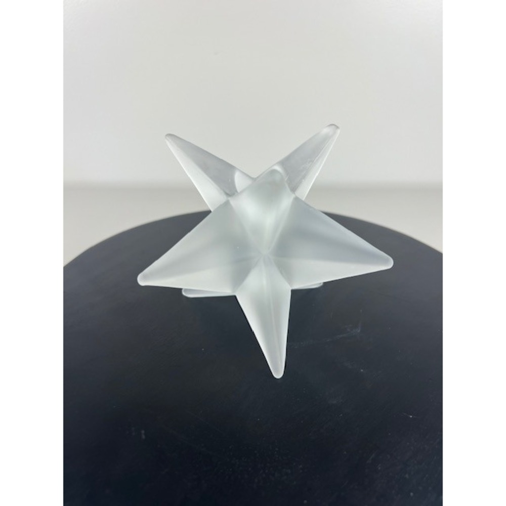 Vintage Frosted Glass 9 PT.‎ Starburst Candle Holder Candlestick 4 Inch